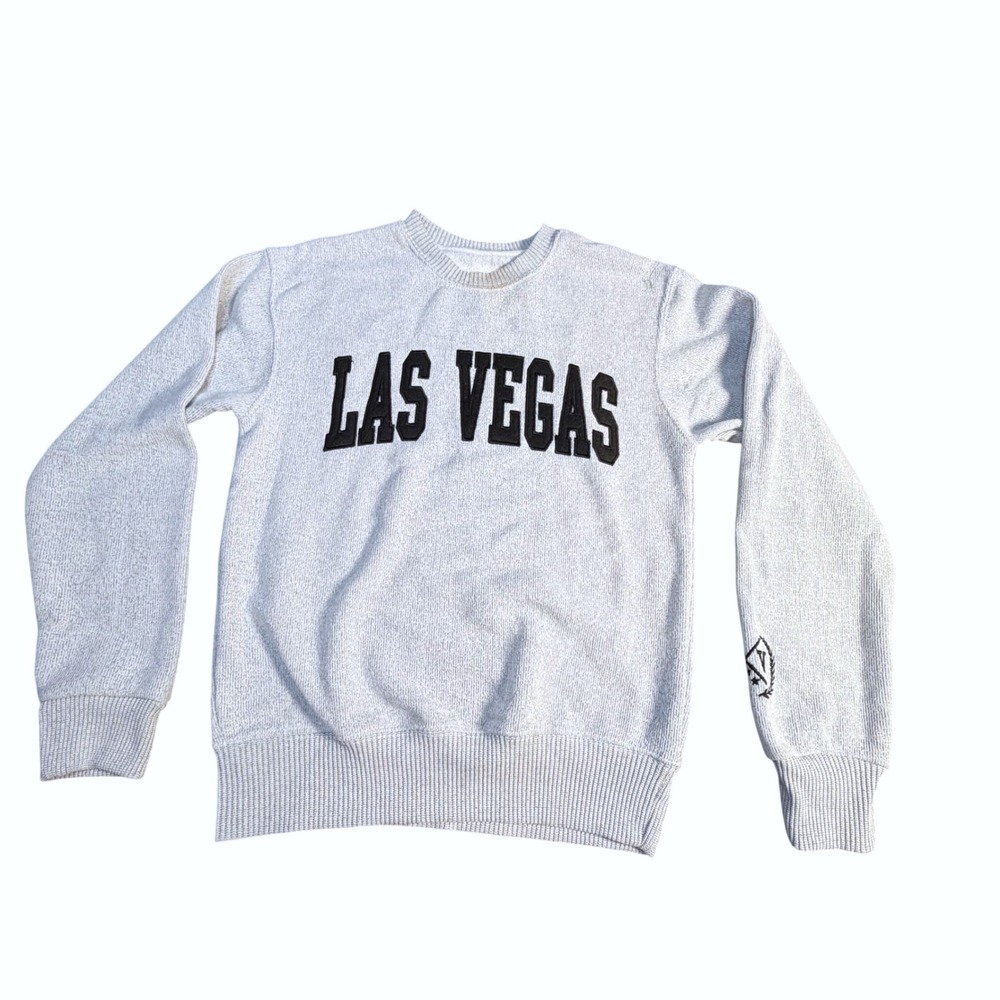 New York Popular Las Vegas Graphic Crewneck Sweatshirt Gray Black Adult Small